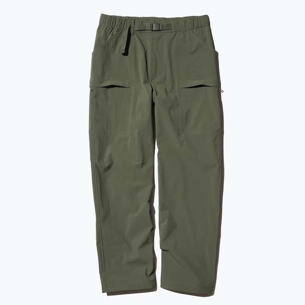 Uniqlo Nylon Cargo Geared Utility Pant Unisex M Olive Green Stretch Belted Water